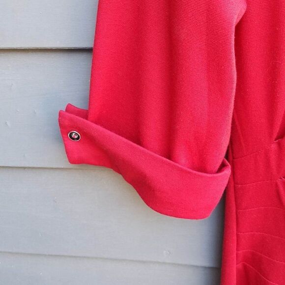 Retro LOOK!!  Oxiuly Red Short Sleeve Cotton Blend Dress size Medium - Picture 6 of 9